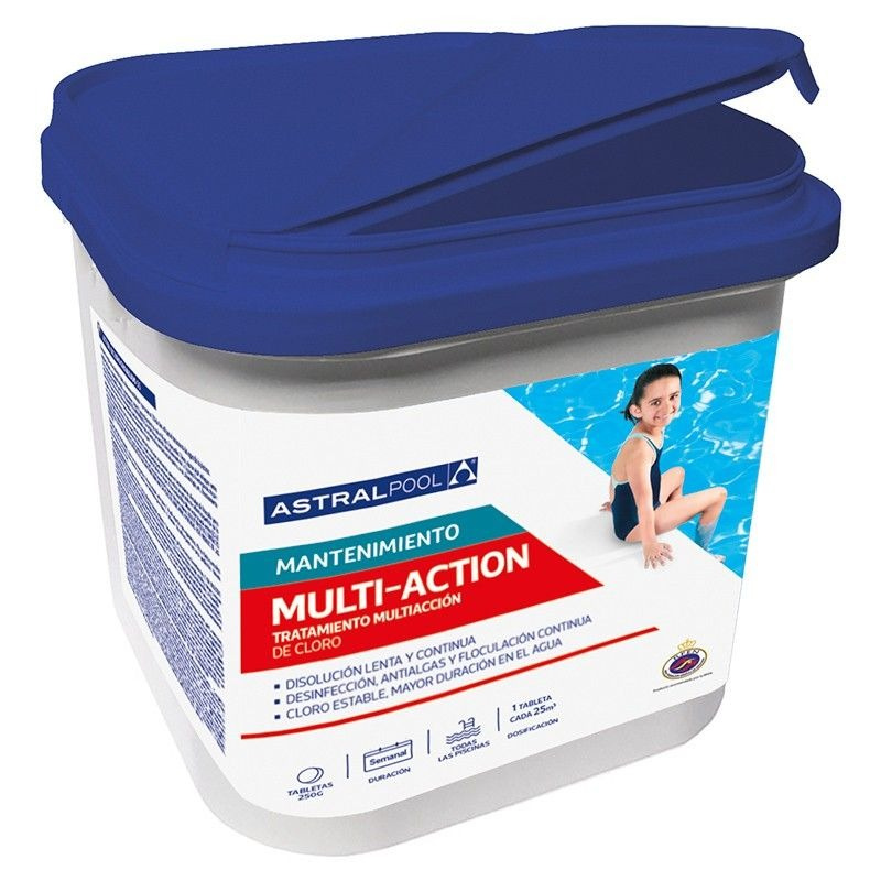 Producto químico para mantenimiento Multi Action para piscina de la amrca AstralPool.